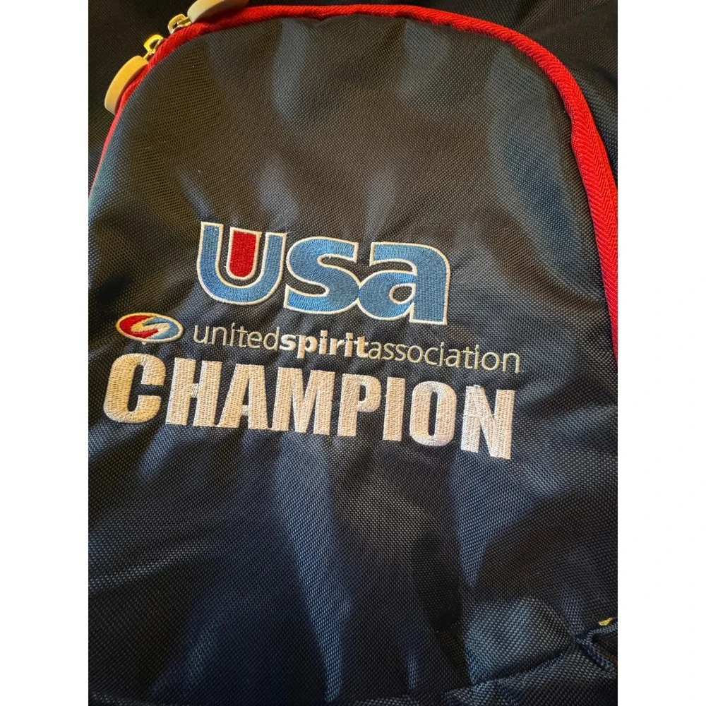 Champion USA United Spirit Association Backpack Navy Blue Red Cheer Gear Bag